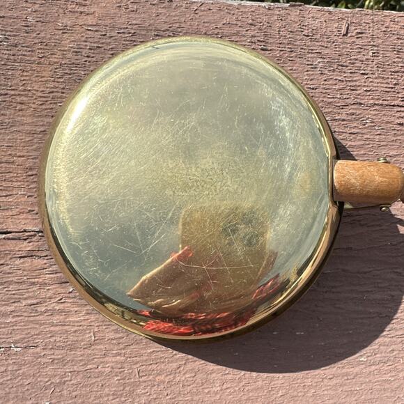 Vintage Solid Copper Silent Butler Crumb Pan W Lid & Wooden Handle - Picture 8 of 9